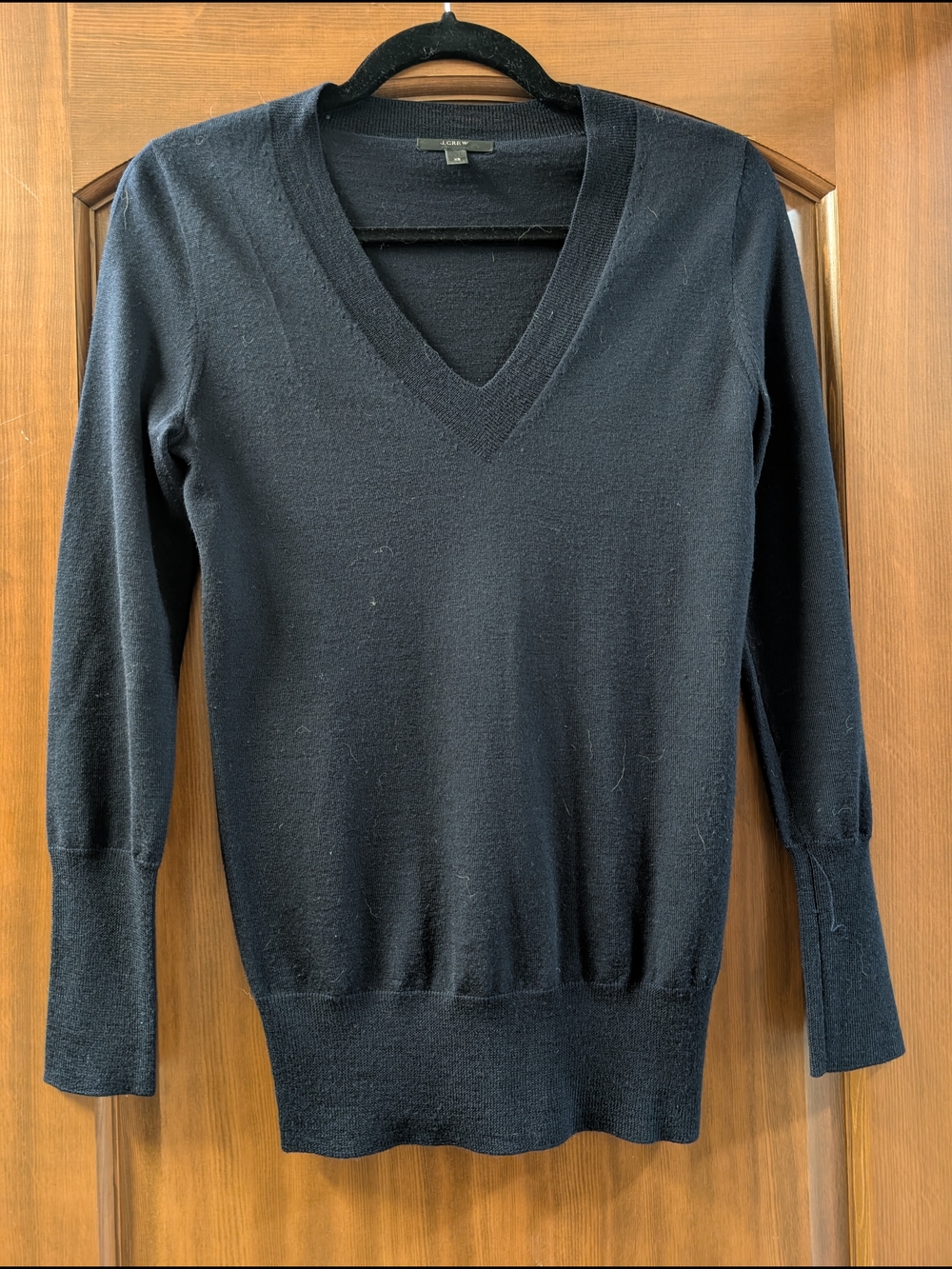 J. Crew Navy 100% Wool V-Neck Women's Sweater